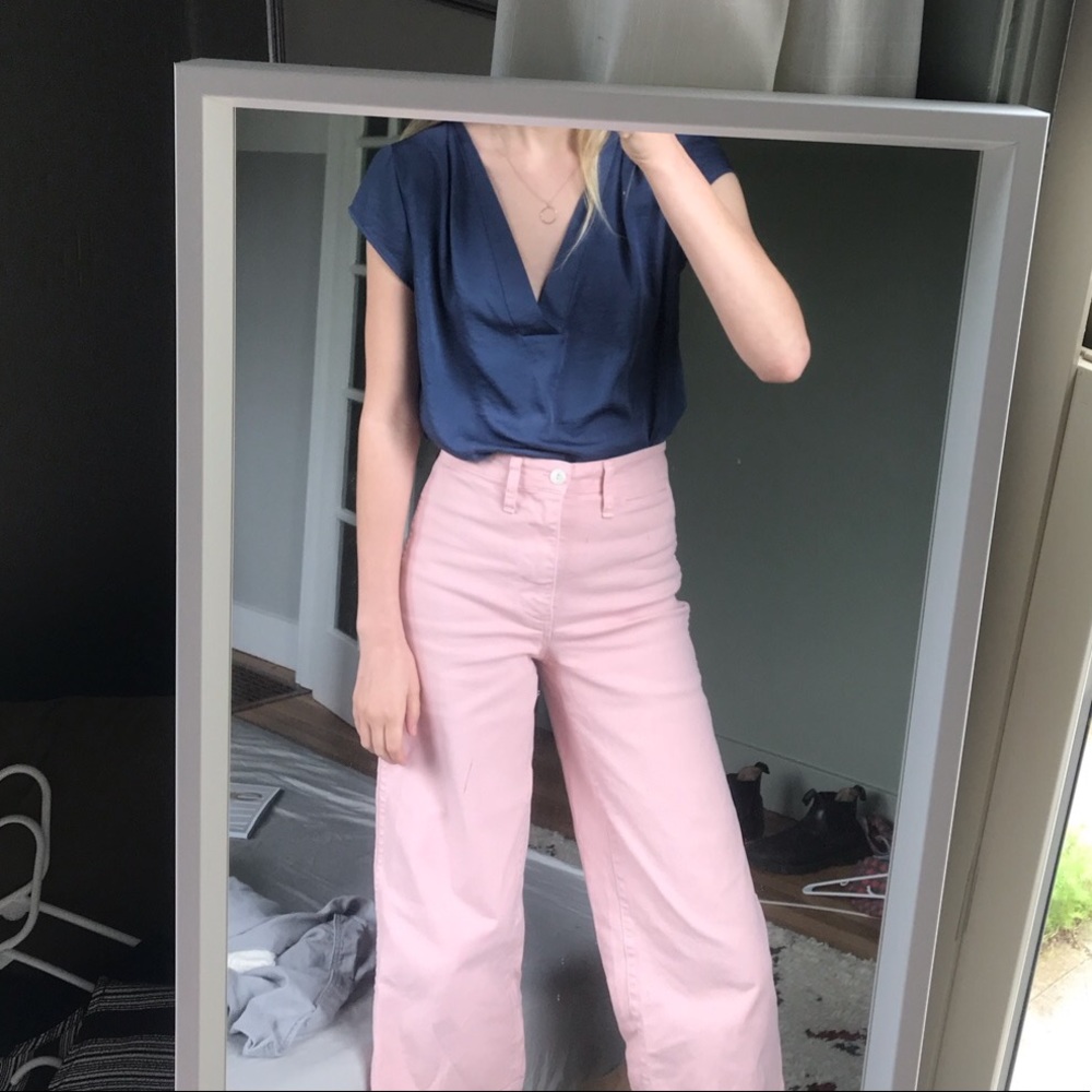 Satin V-neck blouse